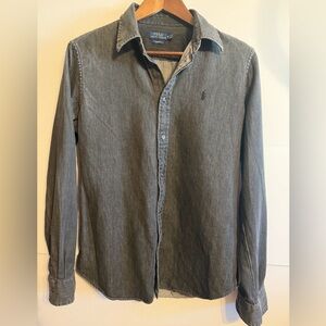 Polo Ralph Lauren Women’s Preppy Black Denim Stonewash Button-Down Shirt